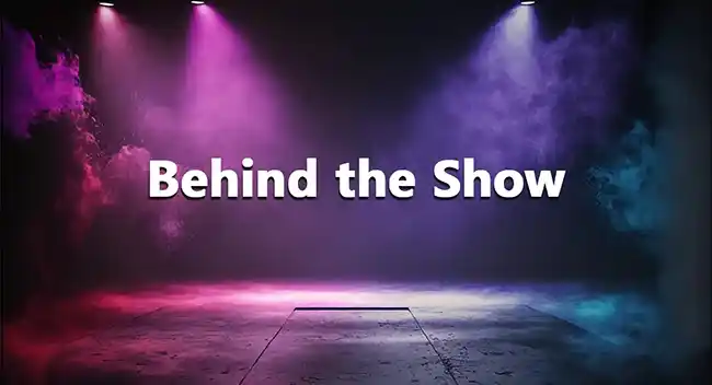 empty stage with lights and fog with blog title
