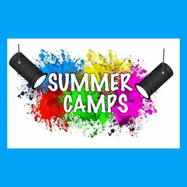 spotlights with summer camp logo