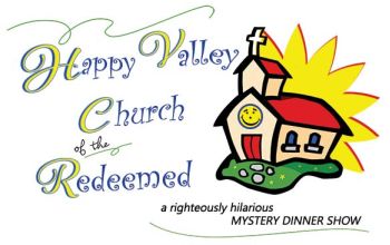 Happy Valley logo with an illustration of a church with a smiley face on it