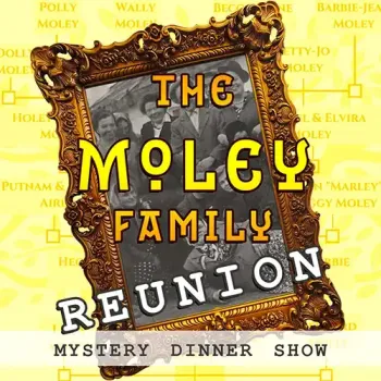 Moley family reunion logo with funny old family picture