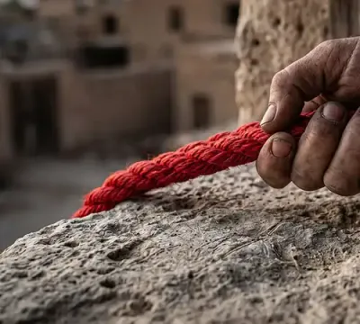 scarlet cord coming out of window